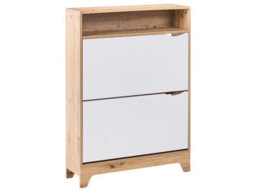 Wyld And Coco Luxehome White Mdf Shoe Storage Cabinet 2 Tilt-Out Compartments, W80 X D24 X H111Cm - thumbnail 3