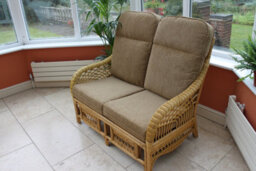 Garden Market Place Gardenmarketplace Portofino Cane Conservatory Furniture -2 Seater Sofa - Coffee Colour - thumbnail 2