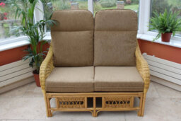 Garden Market Place Gardenmarketplace Portofino Cane Conservatory Furniture -2 Seater Sofa - Coffee Colour - thumbnail 1