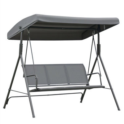 3 Seater Grey Garden Swing Hammock With Canopy - image 1