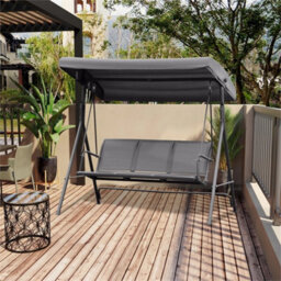 3 Seater Grey Garden Swing Hammock With Canopy - thumbnail 6