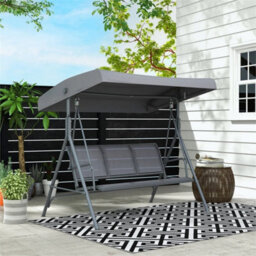 3 Seater Grey Garden Swing Hammock With Canopy - thumbnail 2