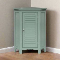 Teamson Home Freestanding Wooden Bathroom Corner Floor Cabinet, Bathroom Furniture, Bathroom Storage, Sage Green - thumbnail 1