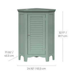 Teamson Home Freestanding Wooden Bathroom Corner Floor Cabinet, Bathroom Furniture, Bathroom Storage, Sage Green - thumbnail 7