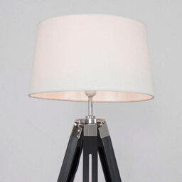 Valuelights Clipper Modern Black Wood And Silver Chrome Tripod Floor Lamp With White Tapered Shade - thumbnail 3