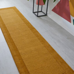 Handmade Luxurious Easy To Clean Modern Wool Bordered Mustard Plain Wool Living Room & Bedroom Rug-120Cm X 170Cm - thumbnail 7
