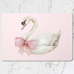Benjamin Tate Design Swan Motif Placemat And Coaster Set In Pink Palette With Wood Base High End Print Exclusive Design - thumbnail 2