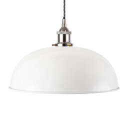 White Worcester Painted Dome Pendant Light With Nickel Lamp Holder And Grey Twisted Cable - Se Home - thumbnail 1