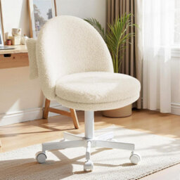 Gtplayer Vanity Desk Chair Dressing Table Chairs Swivel Height Adjustable Chair, Teddy, White