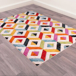 Multicolored Easy To Clean Modern Geometrical Rug For Living Room, Bedroom, Dining Room - 120Cm X 170Cm - thumbnail 2