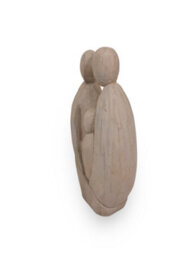 Mango Wood Family Sculpture Hand Carved Parent And Child Figurine Buff White Finish 22.5X42.5X9.5Cm - thumbnail 6