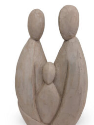 Mango Wood Family Sculpture Hand Carved Parent And Child Figurine Buff White Finish 22.5X42.5X9.5Cm - thumbnail 5