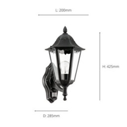 Eglo Navedo Black And Clear Metal And Glass Ip44 Outdoor Wall Light With Motion Sensor, (D) 20Cm - thumbnail 4