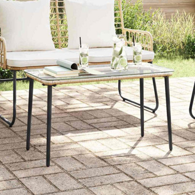 Berkfield Garden Table Natural 80 X 40 X 45 Cm Poly Rattan - image 1
