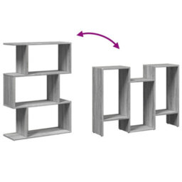 Berkfield Room Divider Bookcase 3-Tier Grey Sonoma 70X24X97 Cm Engineered Wood - thumbnail 8