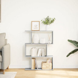 Berkfield Room Divider Bookcase 3-Tier Grey Sonoma 70X24X97 Cm Engineered Wood - thumbnail 4