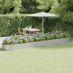 Berkfield Garden Planter Powder-Coated Steel 544X100X36 Cm Silver