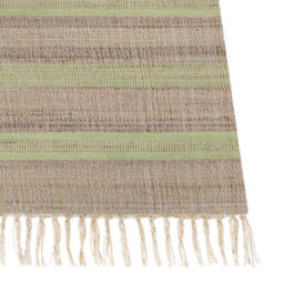 Beliani Handwoven Jute Rug 160 X 230 Cm - Beige And Light Green Striped With Tassels - thumbnail 3