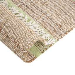 Beliani Handwoven Jute Rug 160 X 230 Cm - Beige And Light Green Striped With Tassels - thumbnail 5