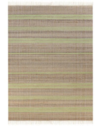 Beliani Handwoven Jute Rug 160 X 230 Cm - Beige And Light Green Striped With Tassels - thumbnail 1