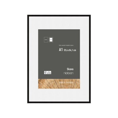 Nielsen Skava A1 Black Wooden Picture Frame With A2 Mount, Float Glass And Push/turn Clips - image 1