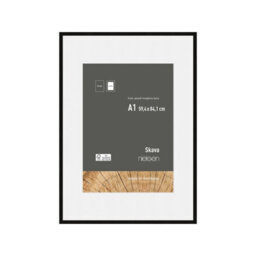 Nielsen Skava A1 Black Wooden Picture Frame With A2 Mount, Float Glass And Push/turn Clips