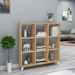 Urbn-Living Urbnliving 101Cm Height Pine 9 Cube Square Bookcase With Legs Cabinet Storage Shelving Display Wood Shelf - thumbnail 2