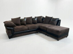 Dino Fabric Right Hand Facing Corner Sofa Foam Seating Chocolate-Brown - thumbnail 2