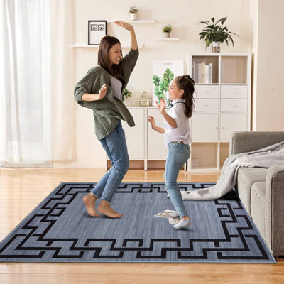 Ameha Printed Rug Non Slip Area Rug For Small Area Nico Carpet Luxury Soft Greek Key Pattern Rugs- 120X170 Cm - image 1
