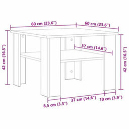 Berkfield Black Oak Coffee Table 60X60X42 Cm Made Of Engineered Wood - thumbnail 9