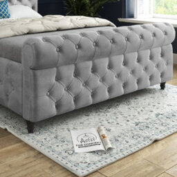 Savana Sleigh Upholstered Soft Velvet Bed Frame - Grey - thumbnail 3