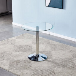 Living And Home Small Round Clear Glass Top Dining Table Coffee Table With Pedestal Base 700mm Dia - thumbnail 2