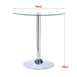 Living And Home Small Round Clear Glass Top Dining Table Coffee Table With Pedestal Base 700mm Dia - thumbnail 3