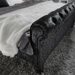 Stratus Interiors Regal Sleigh Bed Frame Roll Top Head And Foot Soft Velvet - Black Crush - Metal Gaslift - Superking - thumbnail 4