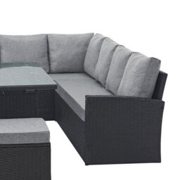 Evre 9 Seat Marylin Corner Sofa & Dining Rattan Furniture For Indoor Outdoor Patios  Black With Cover - thumbnail 7