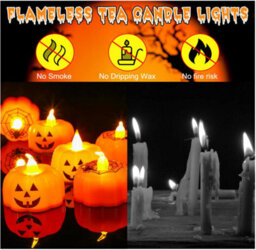 Amorly 12 Pcs Halloween Led Candle Lights,pumpkin And Spider Decorative Lights, Battery Operated  For Halloween Party Decor - thumbnail 4