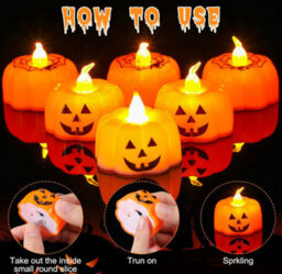 Amorly 12 Pcs Halloween Led Candle Lights,pumpkin And Spider Decorative Lights, Battery Operated  For Halloween Party Decor - thumbnail 3
