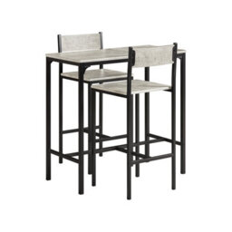 Sobuy Ogt03-Hg, Bar Set-1 Bar Table And 2 Stools, 3 Pieces Home Kitchen Breakfast Bar Set Furniture Dining Set, Grey - thumbnail 2