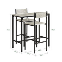 Sobuy Ogt03-Hg, Bar Set-1 Bar Table And 2 Stools, 3 Pieces Home Kitchen Breakfast Bar Set Furniture Dining Set, Grey - thumbnail 3