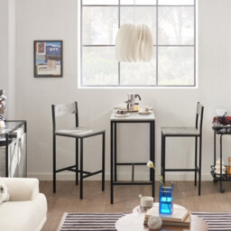 Sobuy Ogt03-Hg, Bar Set-1 Bar Table And 2 Stools, 3 Pieces Home Kitchen Breakfast Bar Set Furniture Dining Set, Grey - thumbnail 1