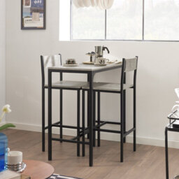 Sobuy Ogt03-Hg, Bar Set-1 Bar Table And 2 Stools, 3 Pieces Home Kitchen Breakfast Bar Set Furniture Dining Set, Grey - thumbnail 9
