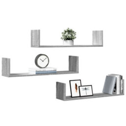 Berkfield Wall Shelves 3 Pcs Grey Sonoma 80X18X18 Cm Engineered Wood - thumbnail 3