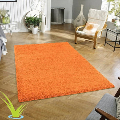 STALWART Modern Shaggy Rug - 5Cm Thick Pile Soft Touch Washable Area Rugs Carpet (Orange, 80X150Cm) - image 1