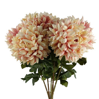 Pegdev - Pdl - Pack Of 6 Reflex Chrysanthemums 75Cm Pink Artificial Silk Flowers Extra Large - image 1