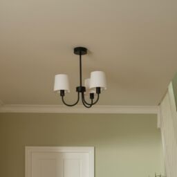 GoodHome Nunbird Matt Fabric & Metal Black & White 3 Lamp Led Ceiling Light - thumbnail 2