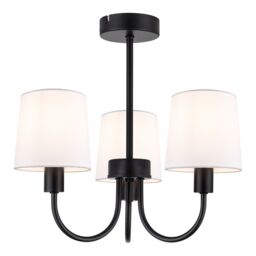 GoodHome Nunbird Matt Fabric & Metal Black & White 3 Lamp Led Ceiling Light - thumbnail 3