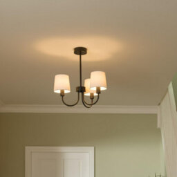 GoodHome Nunbird Matt Fabric & Metal Black & White 3 Lamp Led Ceiling Light - thumbnail 1