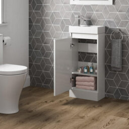Affine Gloss White Floor Standing 400mm Slim Vanity Unit Basin Sink Cloakroom Bathroom - thumbnail 3