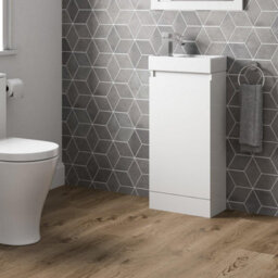 Affine Gloss White Floor Standing 400mm Slim Vanity Unit Basin Sink Cloakroom Bathroom - thumbnail 2