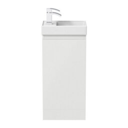 Affine Gloss White Floor Standing 400mm Slim Vanity Unit Basin Sink Cloakroom Bathroom - thumbnail 7